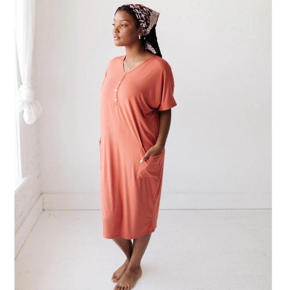 Dwell & Slumber XS / S‎ Caftan In Canyon Cocoon Oversized Orange Rust Ethical